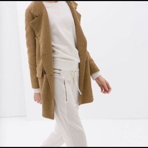 Zara white / crepe zipper jogger pants